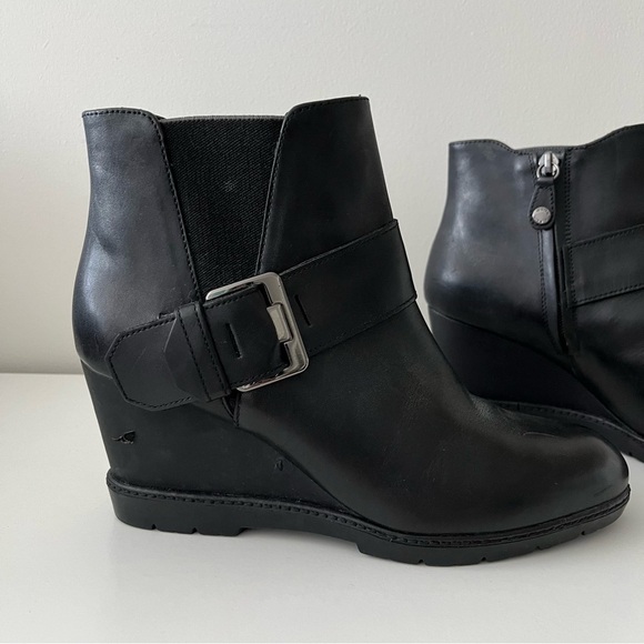 Geox Respira Italian Patent Wedge Zipper Buckle Ankle Boots-Black-Women EU 39 - Picture 3 of 16